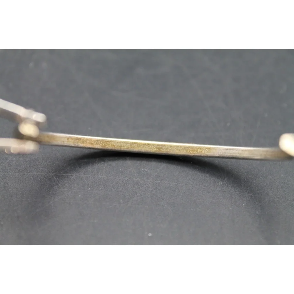 Vintage Mexico Sterling Silver Red Enamel Child Bangle Bracelet Mother of Pearl